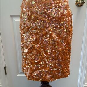 DKNY Orange Sequin Pencil Skirt Sz S